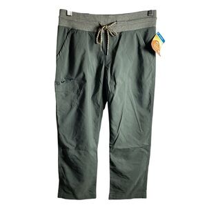Columbia Dark Green Cargo Capri Pants Drawstring Waist Omni Shade 50 UPF